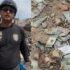 One of the CICPC police agents involved in the incident, along with a batch of destroyed $100 bills. Photo: Diario Libre.