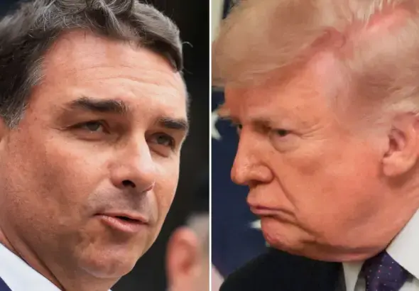 Brazilian Senator Flavio Bolsonaro and US President Donald Trump. Photo: Reuters.