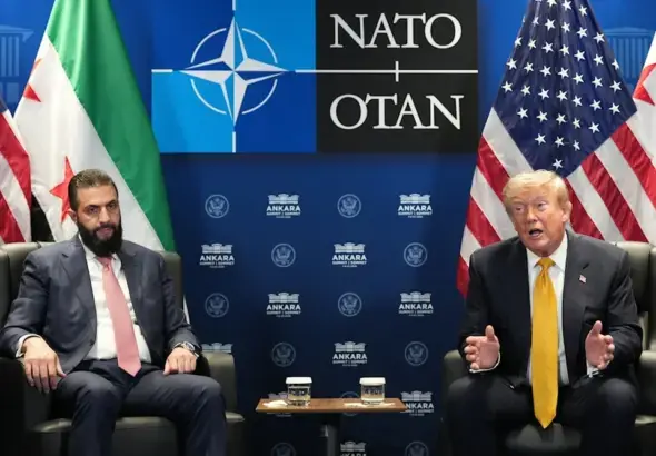 US President Donald Trump meets with Syrian President Ahmad al-Sharaa on the sidelines of the NATO summit in Ankara, Turkey, Wednesday, July 8, 2026. Photo: AP.