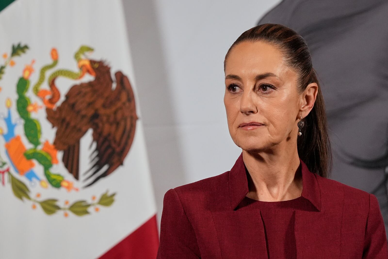 Mexican President Claudia Sheinbaum at the National Palace on April 2, 2025. Photo: Ugarte/AP.