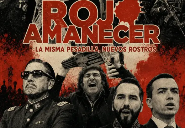 A conceptual illustration of a showman-like figure with a chainsaw, symbolizing the new histrionic far-right in Latin America. Photo: Wordlines.