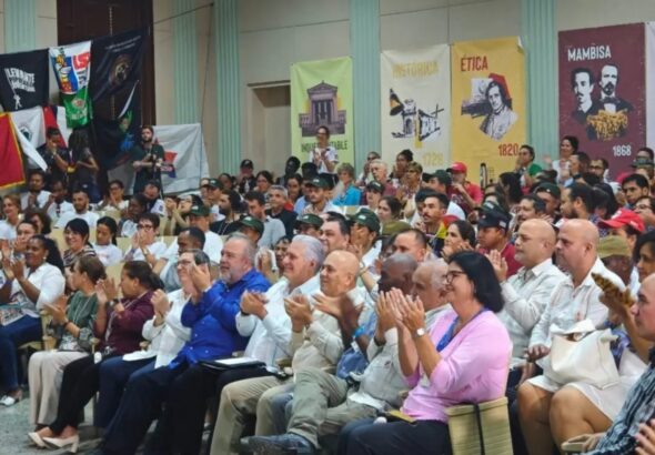 Cuban President Miguel Díaz-Canel and other authority figures attend the inaugural session of the 4th Continental Assembly of ALBA Movements in Havana, Cuba, August 6, 2026. Photo: Government of Cuba.