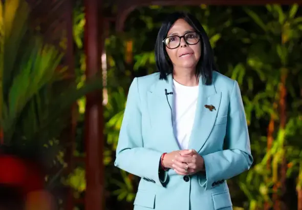 Acting President Delcy Rodríguez speaks about government initiatives. Photo: Venezuelan Presidential Press.