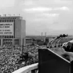 The leader of the Cuban Revolution, Fidel Castro, speaks at the funeral of the victims of the US bombing of Cuba just before the Playa Girón invasion attempt, April 16, 1961. Photo: KPA.
