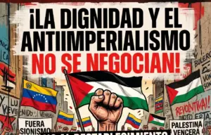 Poster showing the longstanding solidarity of Chavista Venezuela with the people of Palestine, by Brigada 13 de Abril. Photo: X/@lubrio.