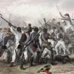 “Attack and Capture of the Crête-à-Pierrot,” an 1839 engraving by Auguste Raffet, depicting a major battle of the Haitian Revolution.