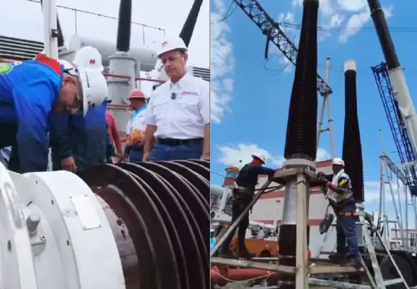 Engineers restoring the electrical station. Screenshot via DiarioVEA.