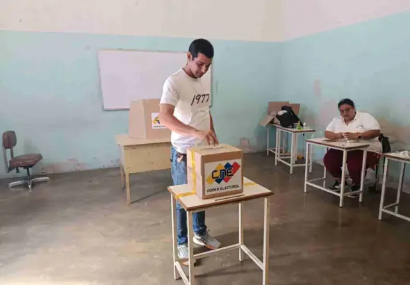 Person casting a vote within a Venezuelan National Electoral Council box. File photo.