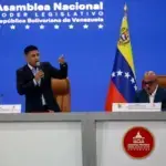Pedro Infante, first vice president of the National Assembly, presents the partial reform bill for the Organic Law of the Supreme Court of Justice during an ordinary session, alongside National Assembly President Jorge Rodríguez. Photo: Fausto Torrealba/AVN.