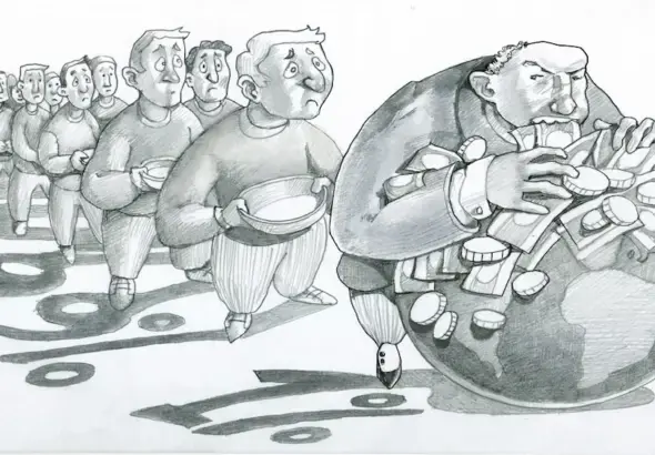 economy of the few against the many ones