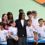Venezuelan Acting President Delcy Rodríguez with patients and healthcare specialists at the Dr. Gilberto Rodríguez Ochoa Latin American Children’s Cardiology Hospital in Caracas. Photo: Presidential Press.