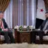 A photo of the meeting between UK National Security Advisor Jonathan Powell and Syrian leader Ahmad al-Sharaa, with Foreign Minister Asaad Al Shaibani also present, as described in the article. Photo: Vanessa Beeley/file photo.