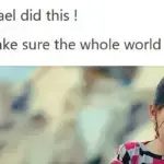 The image shows a social media post reading, “Israel did this! Make sure the whole world sees…,” accompanied by a photograph of a young girl who appears visibly distressed. Photo: BettBeat’s Newsletter.