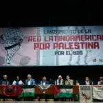 Labor unions presented the Latin American Network for Palestine at the facilities of the Mexican Electrical Workers’ Union. Photo: Cristina Rodríguez.