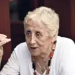 The journalist and writer Stella Calloni in the interview. Photo: Lois Pérez Leria (author).