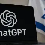 ChatGPT's logo superimposed on the Zionist entity's flag. Photo: Bruno Sgarzini.
